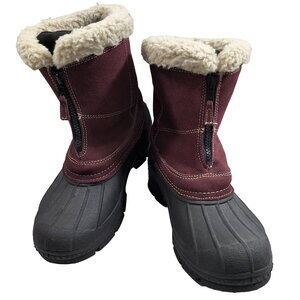 Northside ThermoLite Thin Insulation Women 9 Maroon-Black Suede Zip Ankle Boots